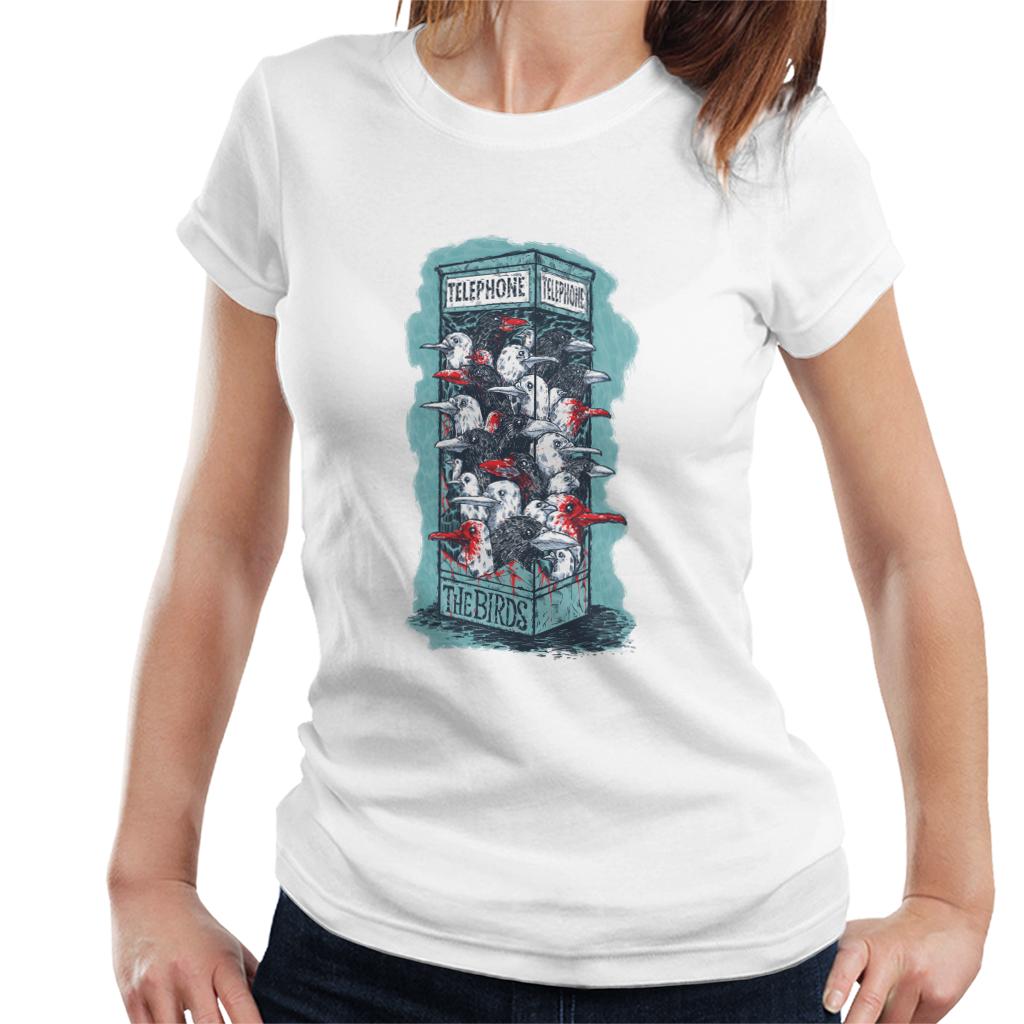 The Birds Dark Phone Booth Women's T-Shirt-ALL + EVERY