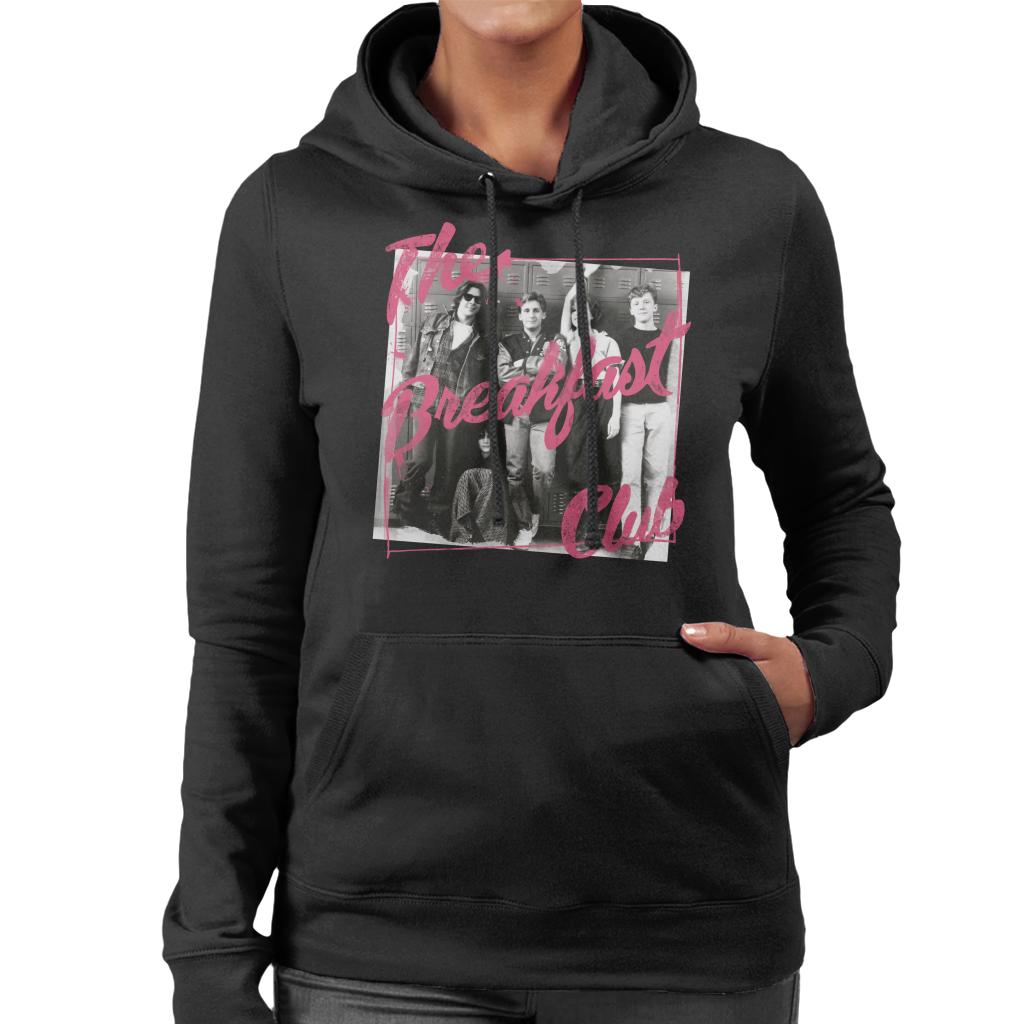 The Breakfast Club Pink Text Characters At Lockers Women's Hooded Sweatshirt-ALL + EVERY