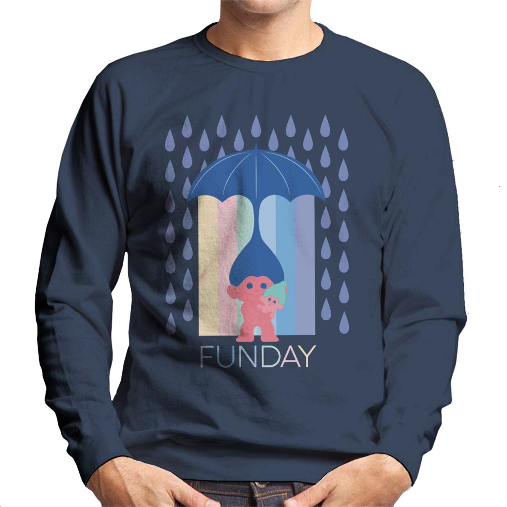 Trolls Fun Day Raining Umbrella Hair Men's Sweatshirt-ALL + EVERY