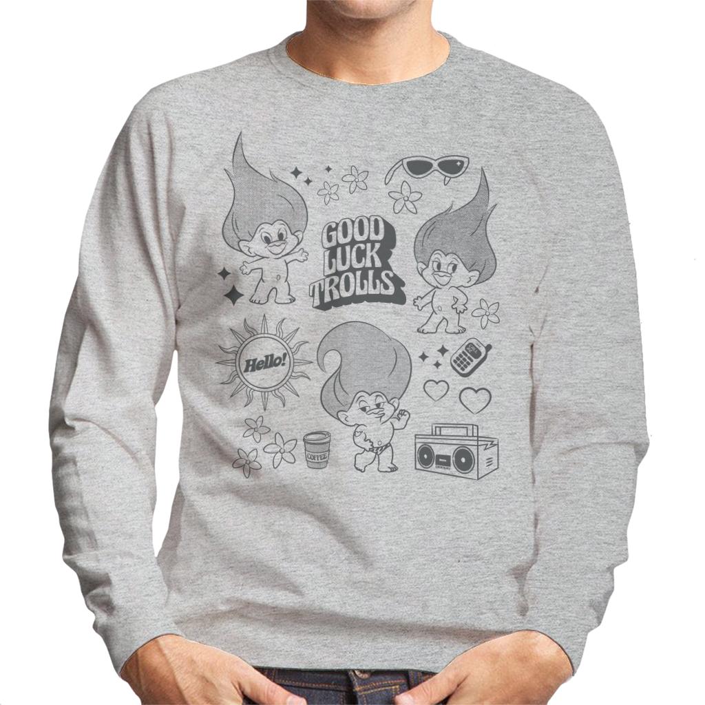 Trolls Hello Good Luck Trolls Dancing Men's Sweatshirt-ALL + EVERY