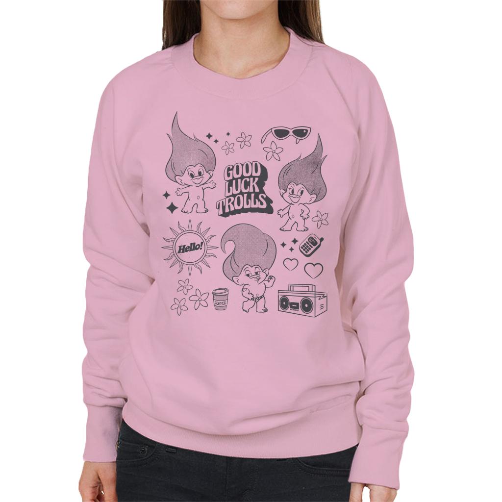 Trolls Hello Good Luck Trolls Dancing Women's Sweatshirt-ALL + EVERY