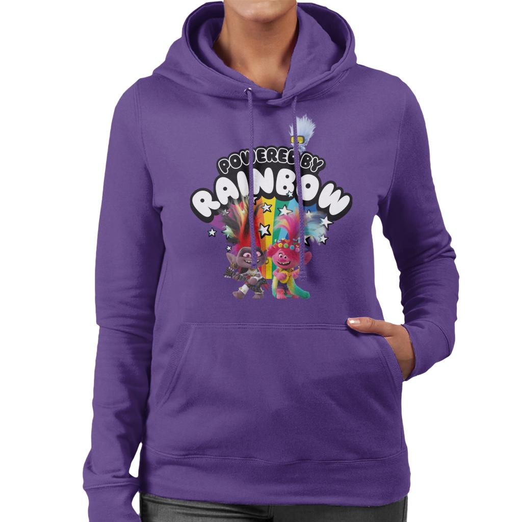 Trolls Powered By Rainbows Women's Hooded Sweatshirt-ALL + EVERY