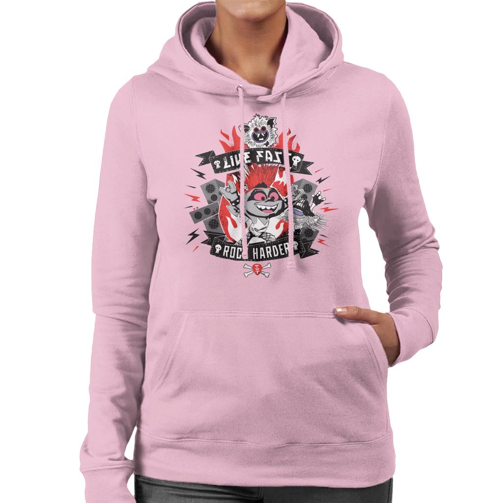 Trolls Live Fast Rock Harder Women's Hooded Sweatshirt-ALL + EVERY