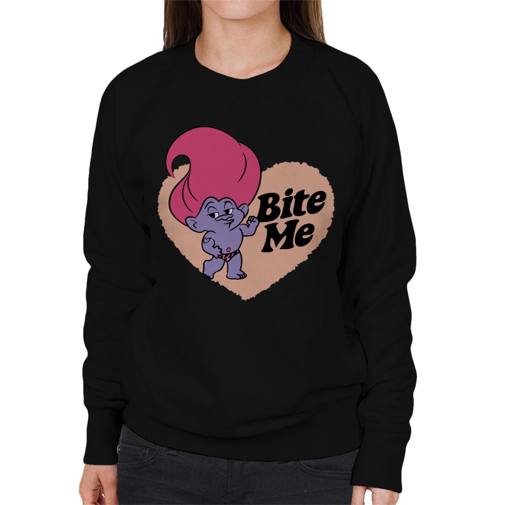 Trolls Loveheart Bite Me Women's Sweatshirt-ALL + EVERY