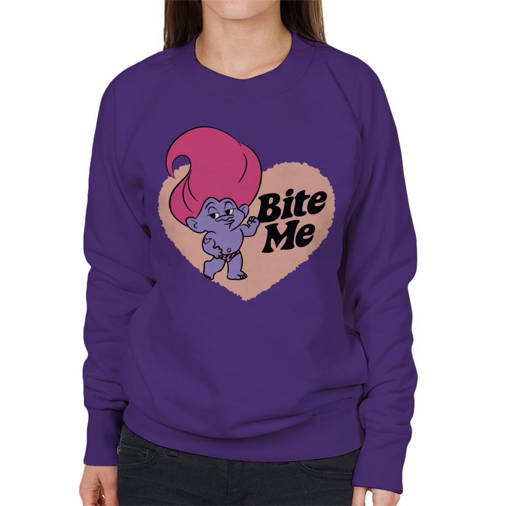 Trolls Loveheart Bite Me Women's Sweatshirt-ALL + EVERY