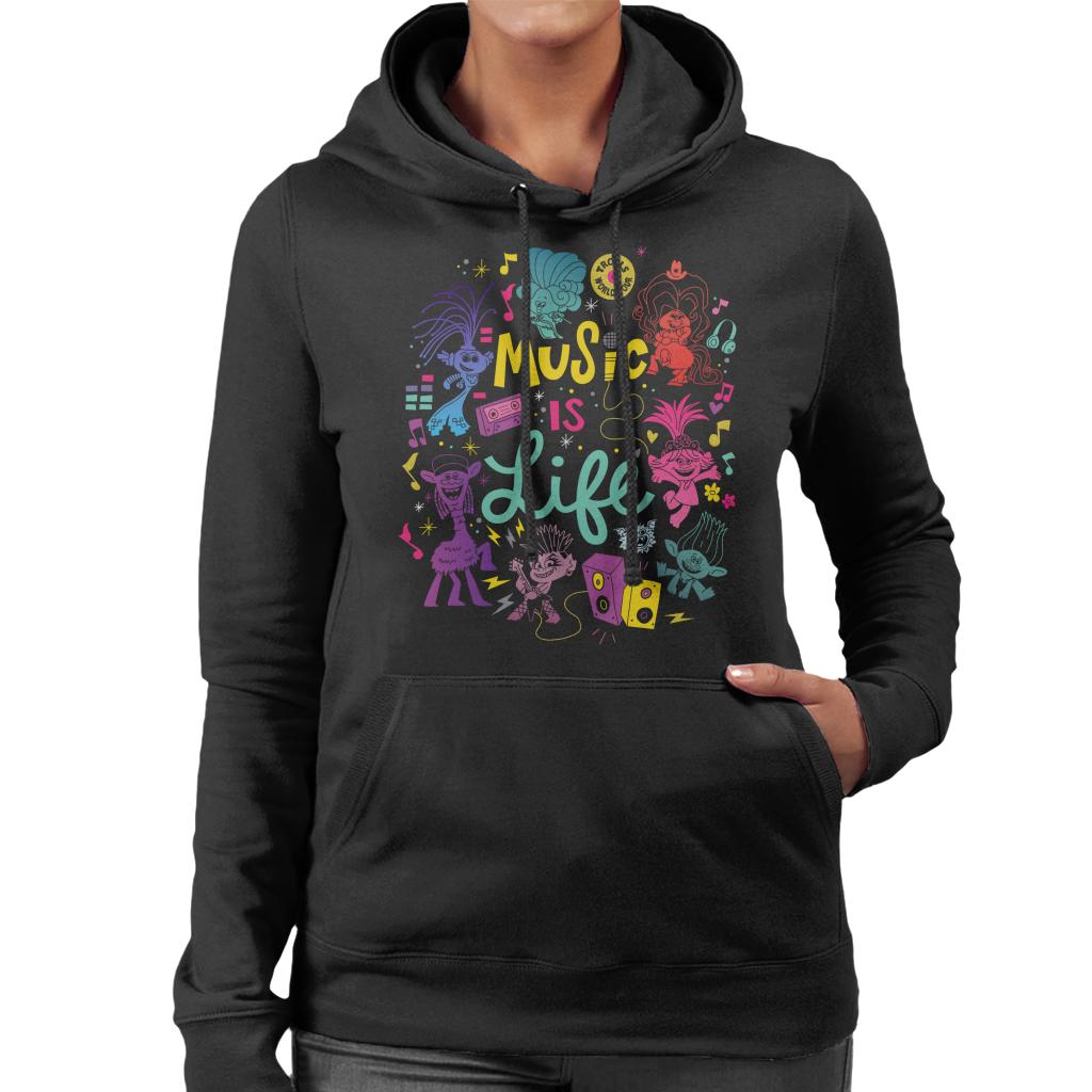 Trolls World Tour Music Is Life Montage Women's Hooded Sweatshirt-ALL + EVERY