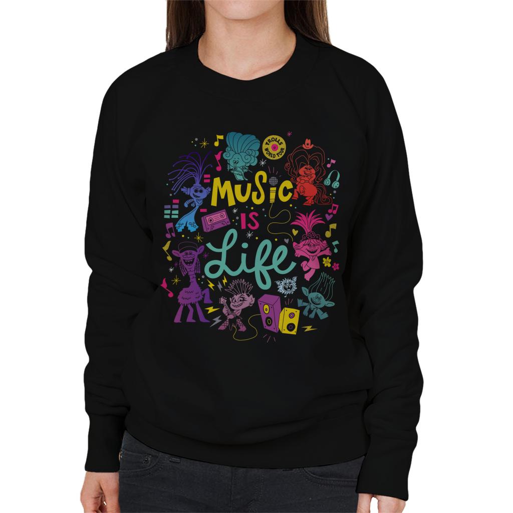 Trolls World Tour Music Is Life Montage Women's Sweatshirt-ALL + EVERY