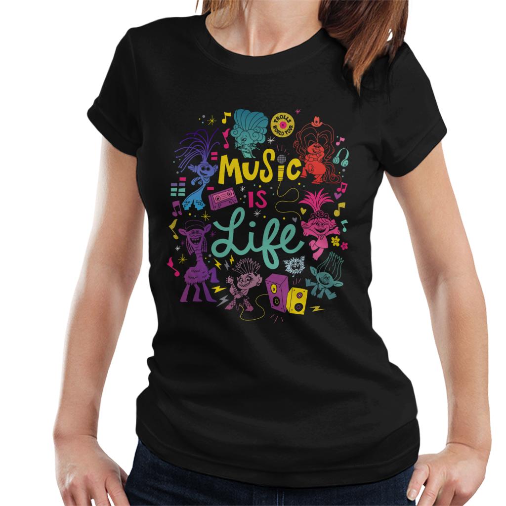 Trolls World Tour Music Is Life Montage Women's T-Shirt-ALL + EVERY