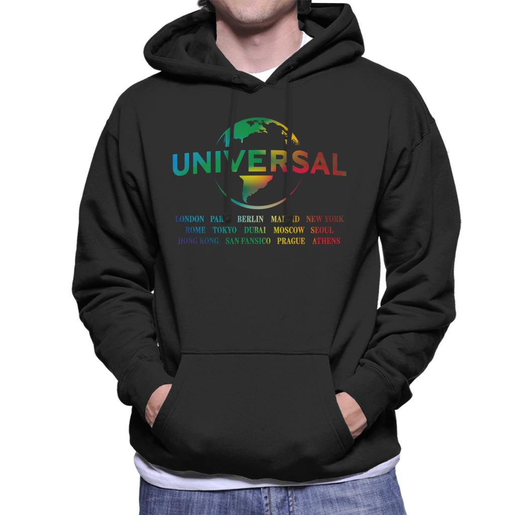 Universal Pictures Rainbow Logo Locations Men's Hooded Sweatshirt-ALL + EVERY