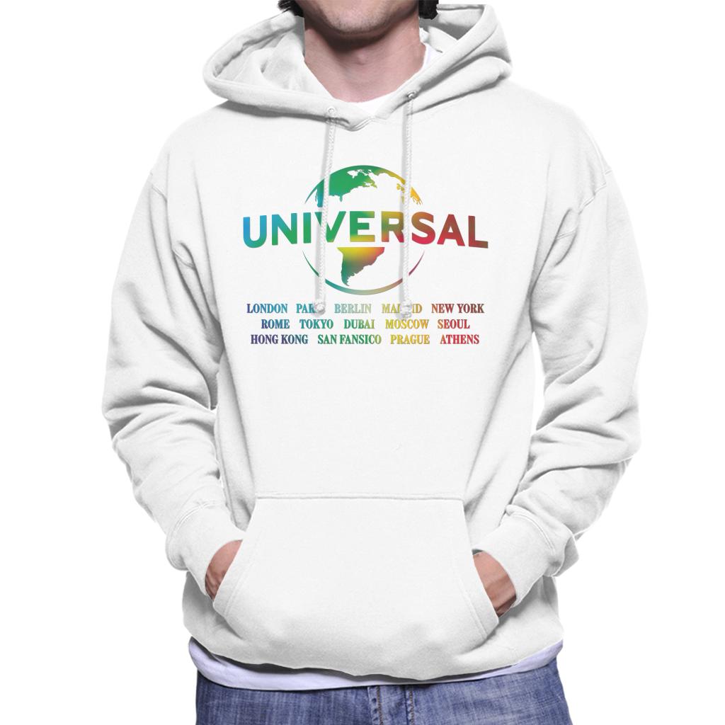 Universal Pictures Rainbow Logo Locations Men's Hooded Sweatshirt-ALL + EVERY