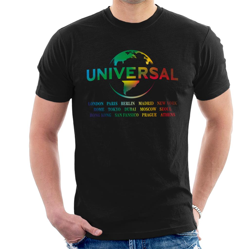 Universal Pictures Rainbow Logo Locations Men's T-Shirt-ALL + EVERY