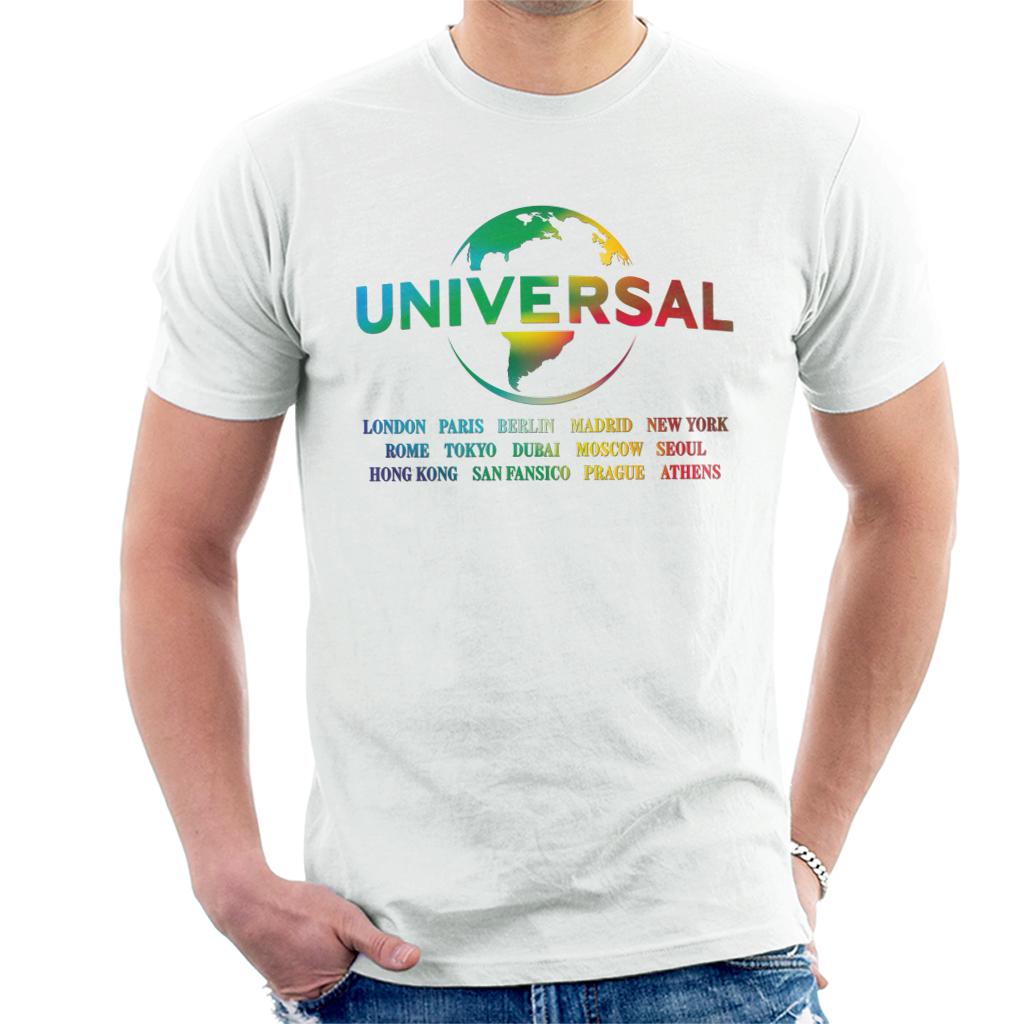 Universal Pictures Rainbow Logo Locations Men's T-Shirt-ALL + EVERY