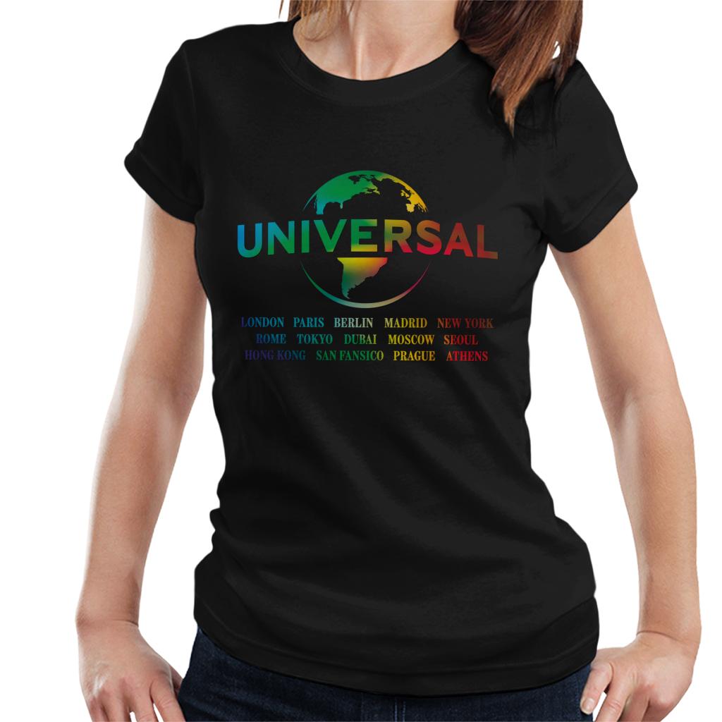 Universal Pictures Rainbow Logo Locations Women's T-Shirt-ALL + EVERY