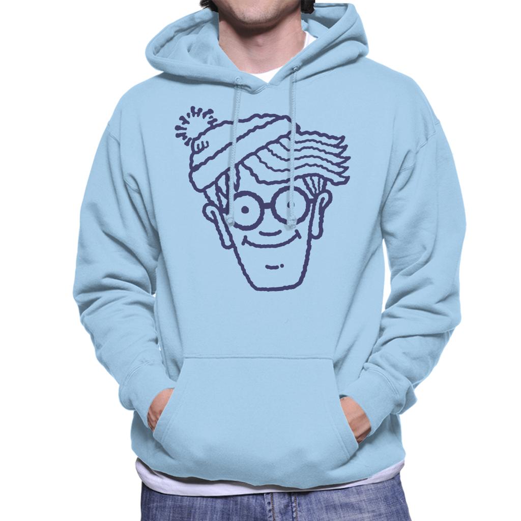 Where's Wally Blue Outline Men's Hooded Sweatshirt-ALL + EVERY