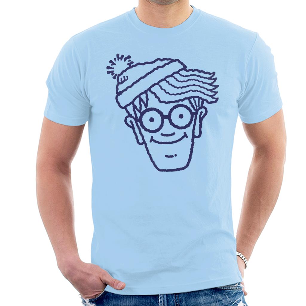 Where's Wally Blue Outline Men's T-Shirt-ALL + EVERY