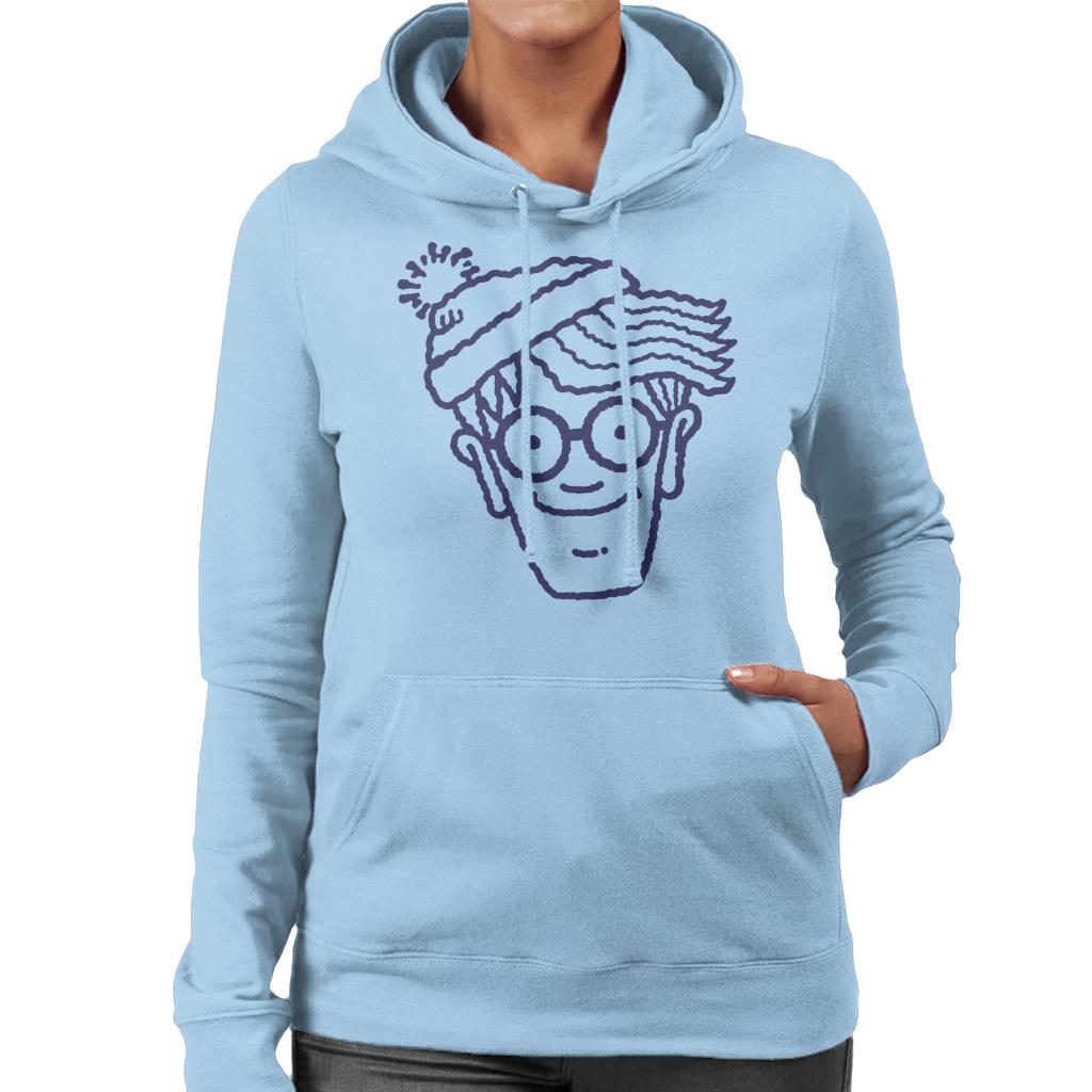 Where's Wally Blue Outline Women's Hooded Sweatshirt-ALL + EVERY