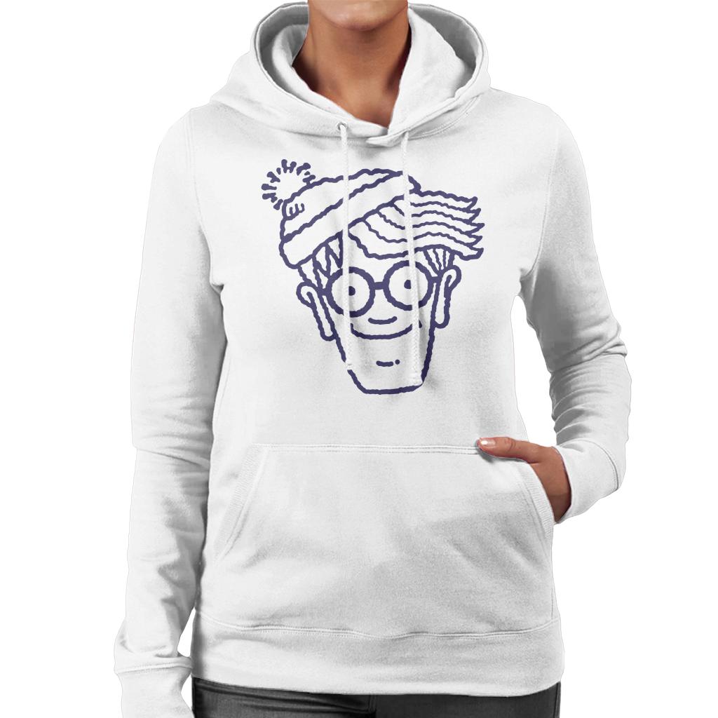 Where's Wally Blue Outline Women's Hooded Sweatshirt-ALL + EVERY