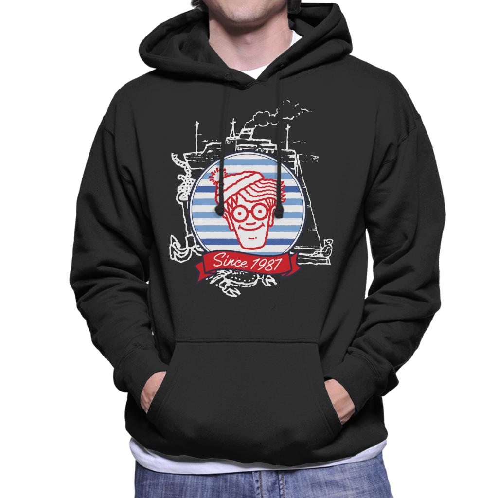 Where's Wally Since 1987 Boat Men's Hooded Sweatshirt-ALL + EVERY