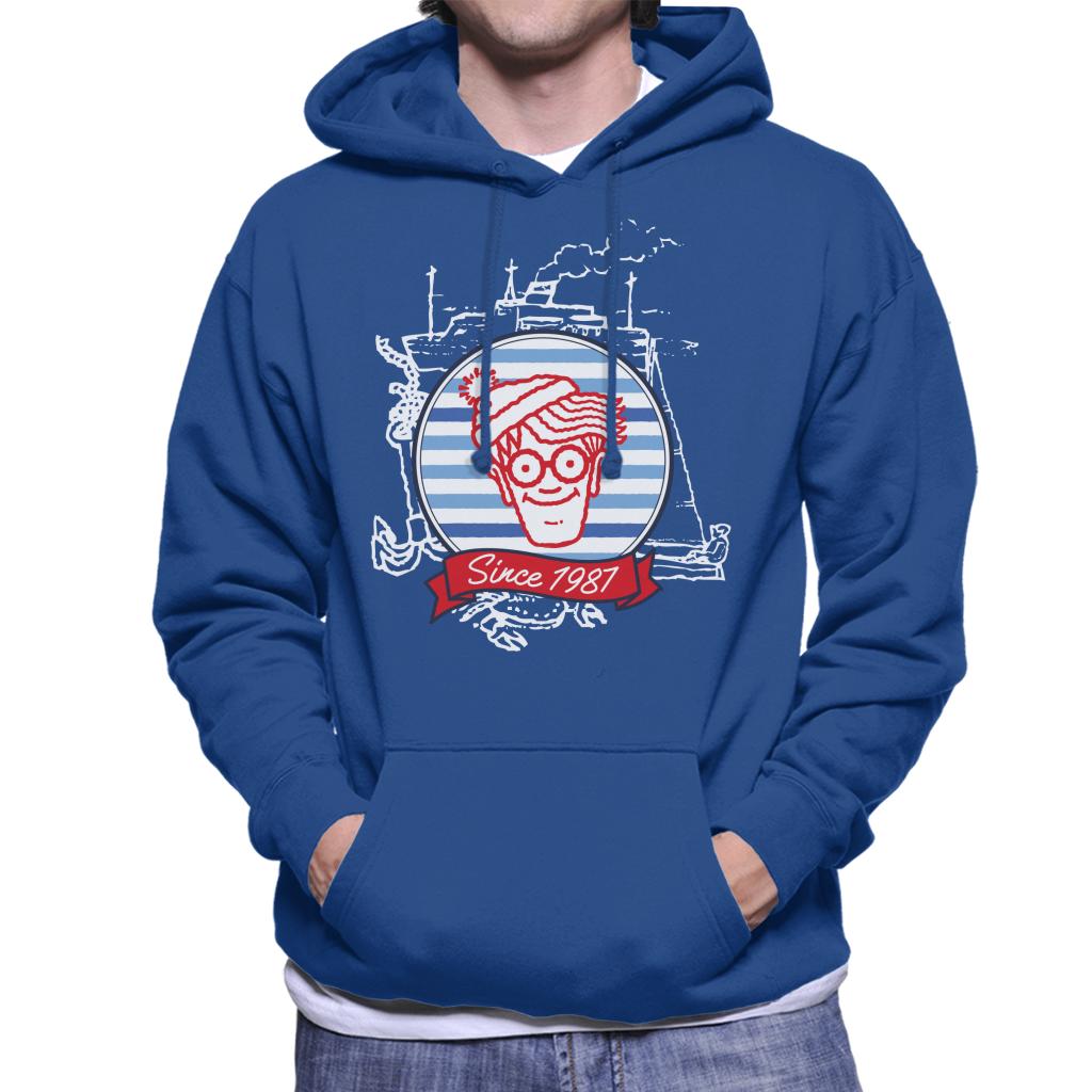 Where's Wally Since 1987 Boat Men's Hooded Sweatshirt-ALL + EVERY