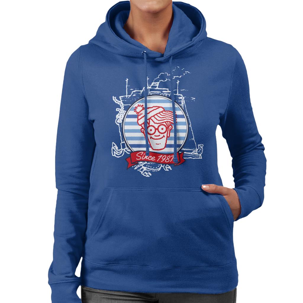 Where's Wally Since 1987 Boat Women's Hooded Sweatshirt-ALL + EVERY