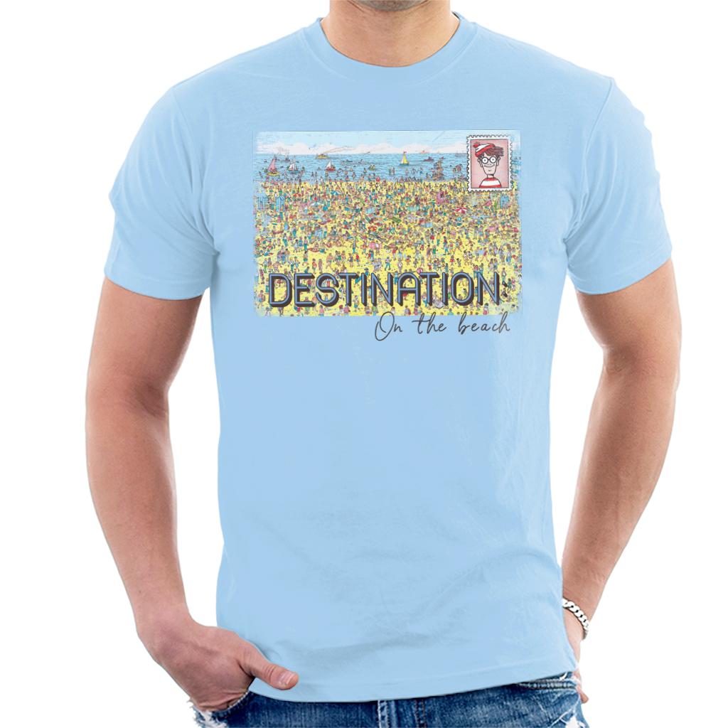 Where's Wally Destination On The Beach Men's T-Shirt-ALL + EVERY