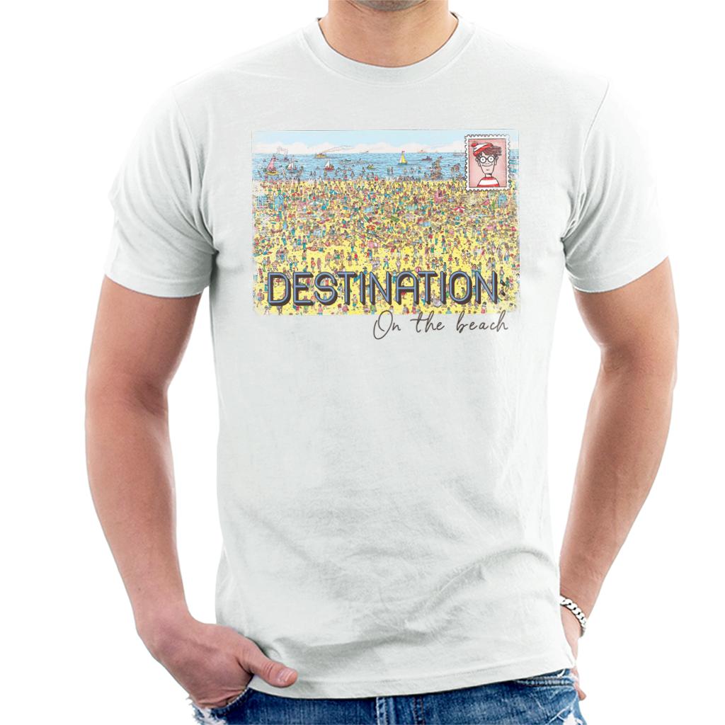 Where's Wally Destination On The Beach Men's T-Shirt-ALL + EVERY