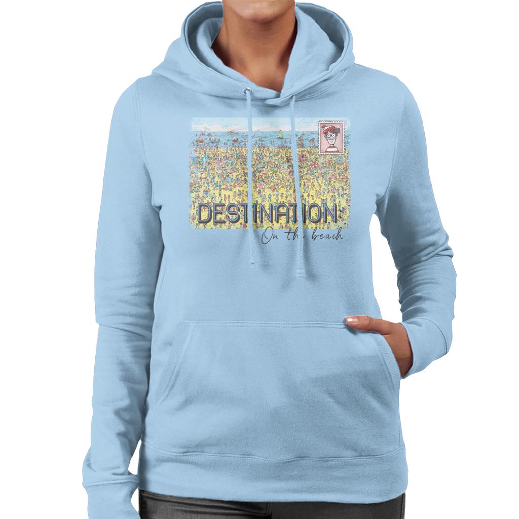 Where's Wally Destination On The Beach Women's Hooded Sweatshirt-ALL + EVERY