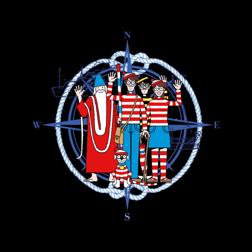 Where's Wally Compass Characters Waving Men's Hooded Sweatshirt-ALL + EVERY