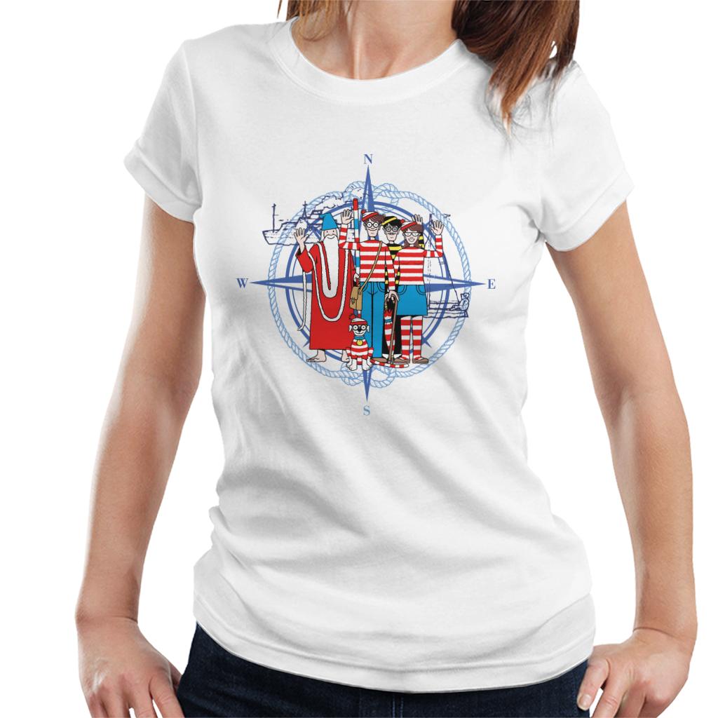 Where's Wally Compass Characters Waving Women's T-Shirt-ALL + EVERY