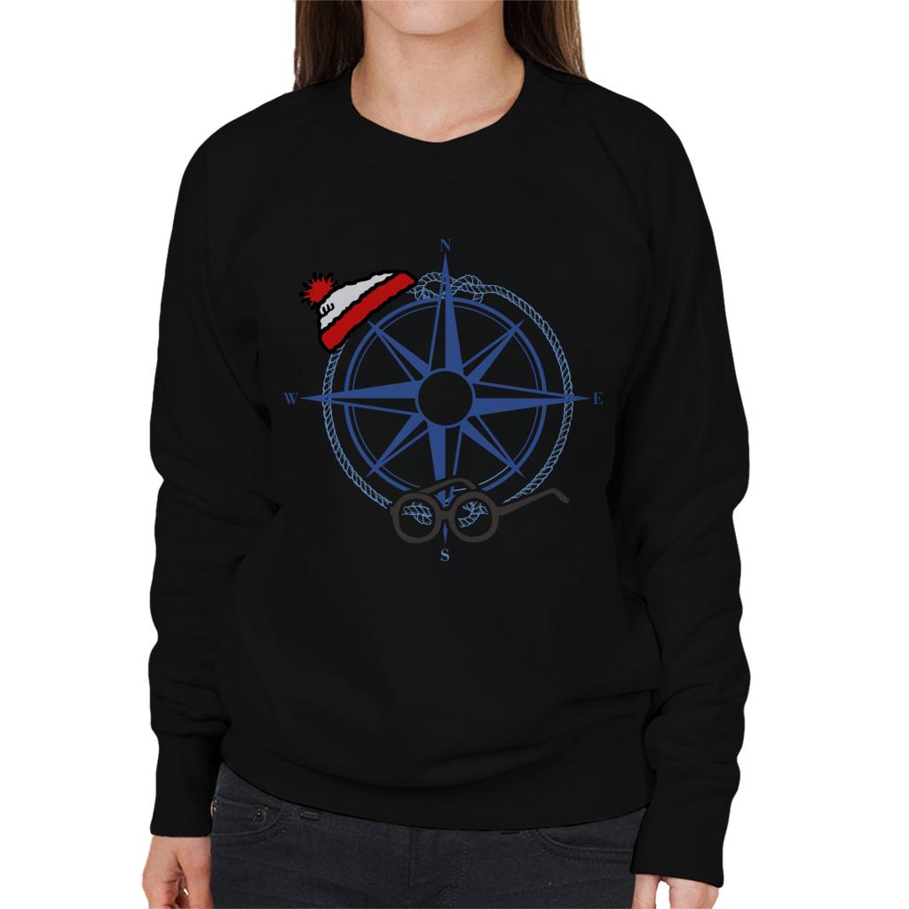 Where's Wally Compass Hat Glasses Women's Sweatshirt-ALL + EVERY