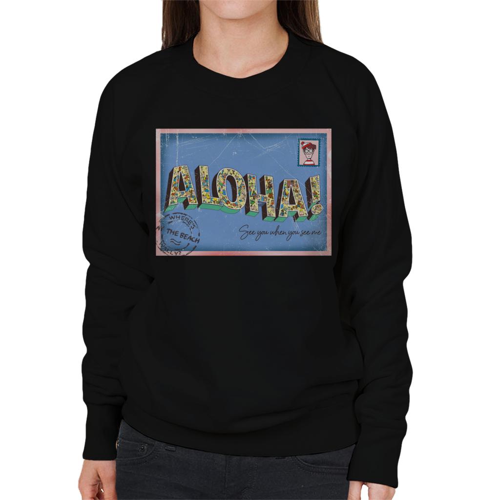 Where's Wally Beach Illustration Aloha Women's Sweatshirt-ALL + EVERY