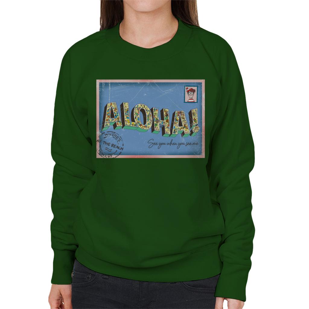 Where's Wally Beach Illustration Aloha Women's Sweatshirt-ALL + EVERY