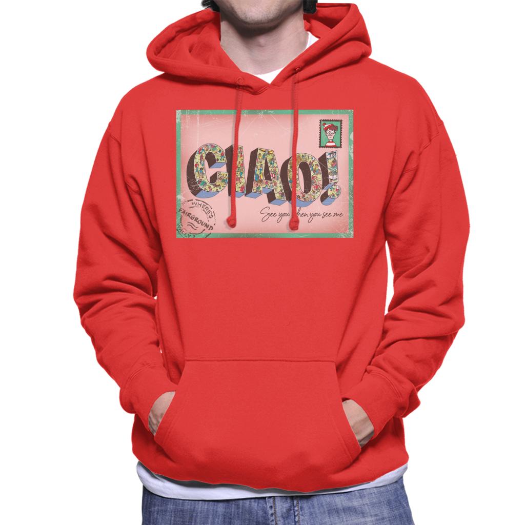 Where's Wally Beach Illustration Ciao Men's Hooded Sweatshirt-ALL + EVERY