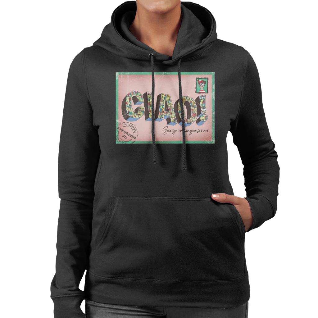 Where's Wally Beach Illustration Ciao Women's Hooded Sweatshirt-ALL + EVERY