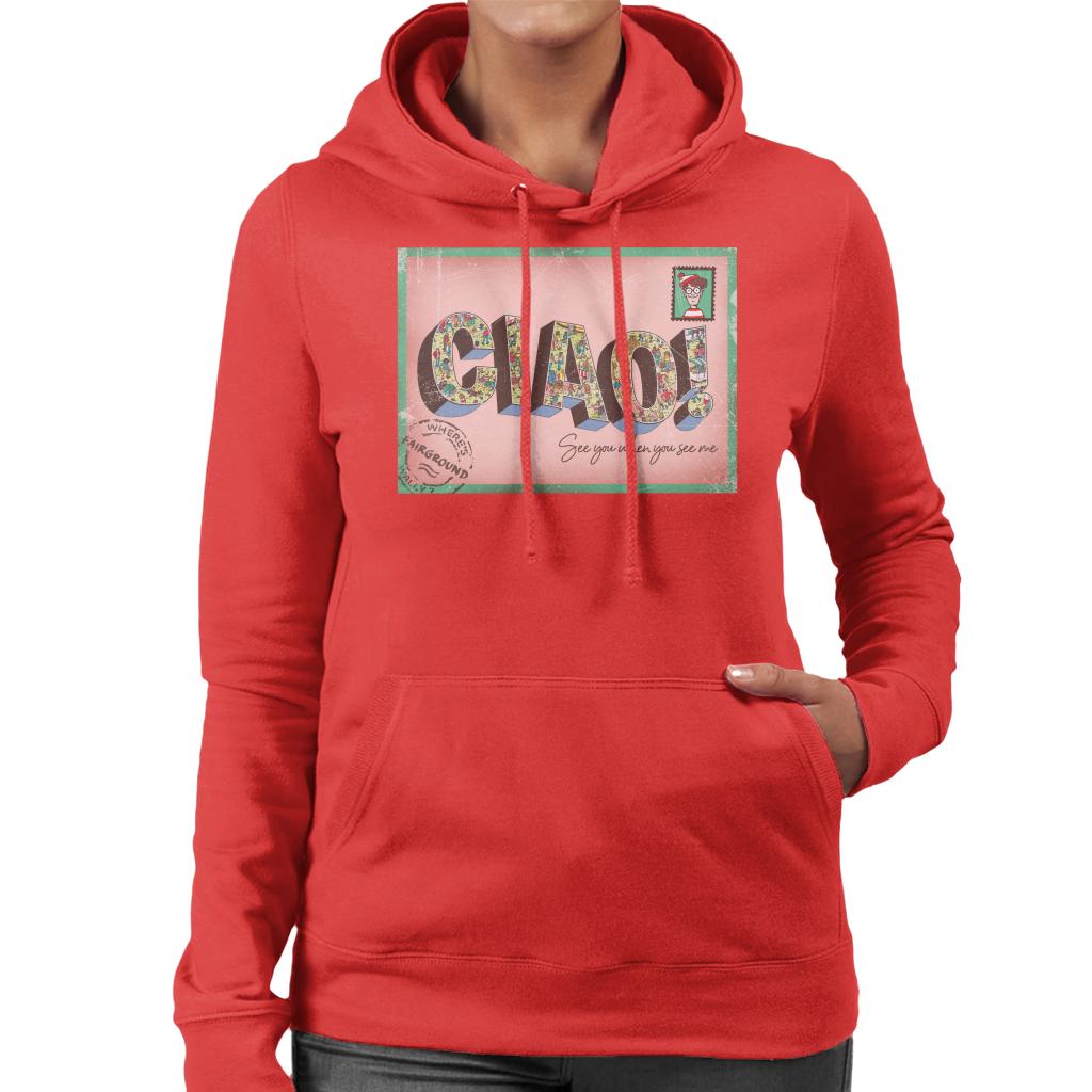 Where's Wally Beach Illustration Ciao Women's Hooded Sweatshirt-ALL + EVERY