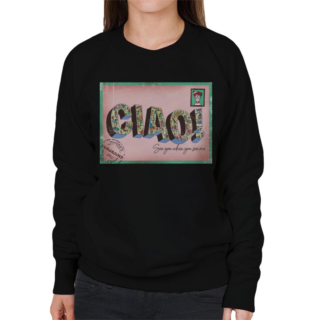 Where's Wally Beach Illustration Ciao Women's Sweatshirt-ALL + EVERY