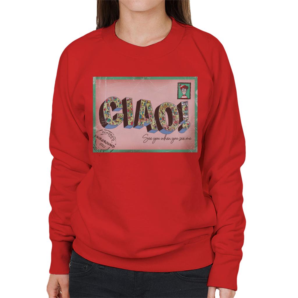 Where's Wally Beach Illustration Ciao Women's Sweatshirt-ALL + EVERY