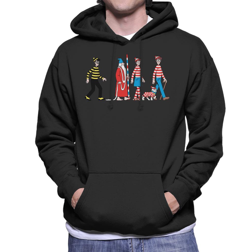 Where's Wally Characters Walking Men's Hooded Sweatshirt-ALL + EVERY