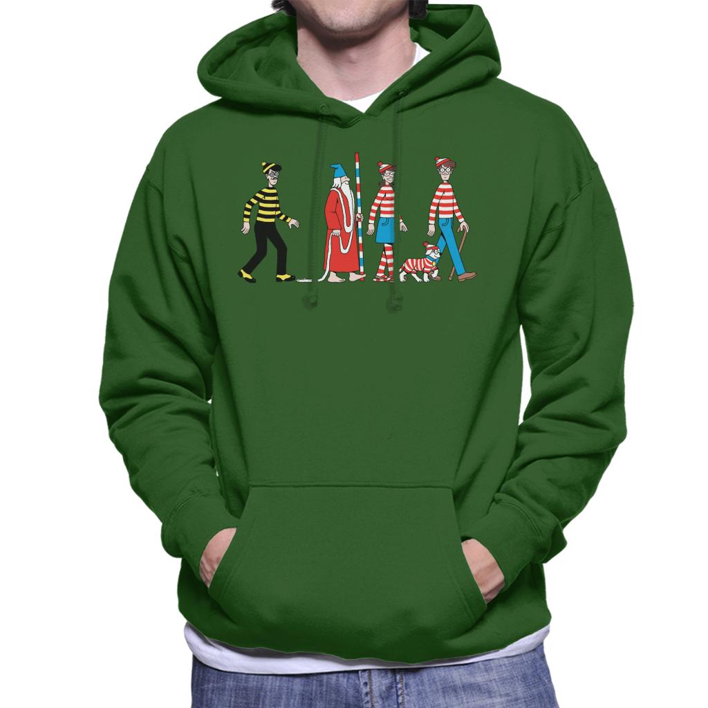 Where's Wally Characters Walking Men's Hooded Sweatshirt-ALL + EVERY