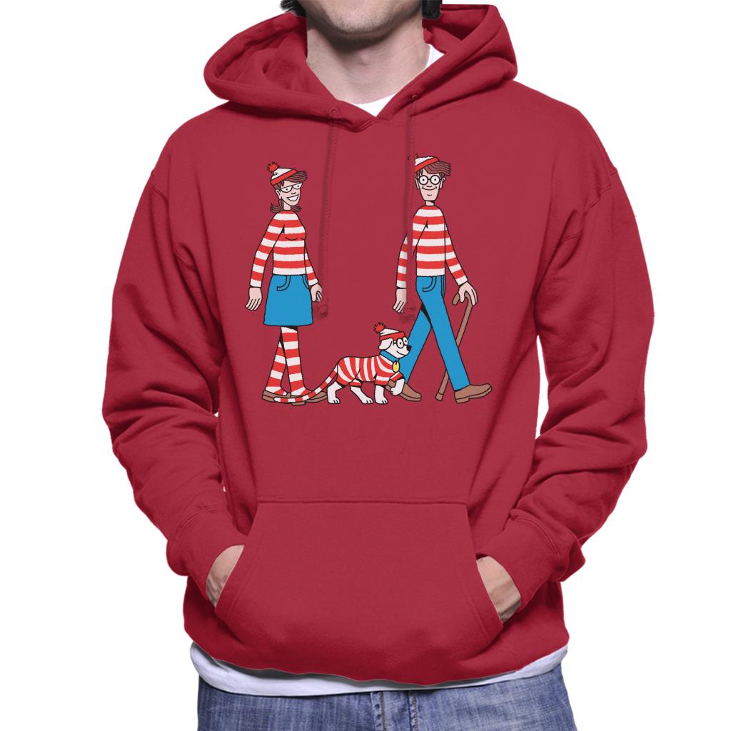 Where's Wally Walking With Wenda And Woof Men's Hooded Sweatshirt-ALL + EVERY