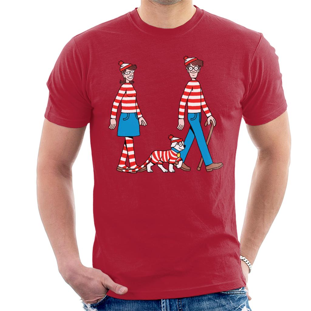 Where's Wally Walking With Wenda And Woof Men's T-Shirt-ALL + EVERY