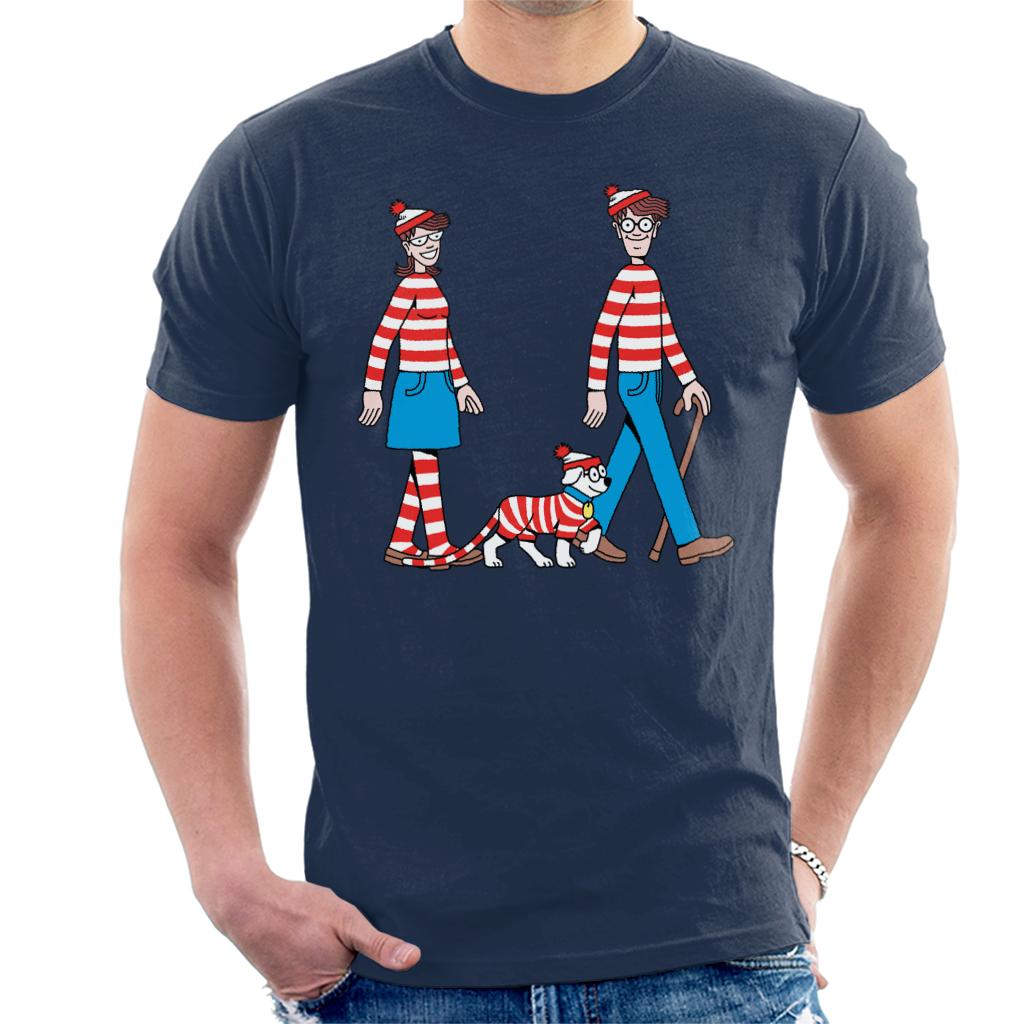 Where's Wally Walking With Wenda And Woof Men's T-Shirt-ALL + EVERY