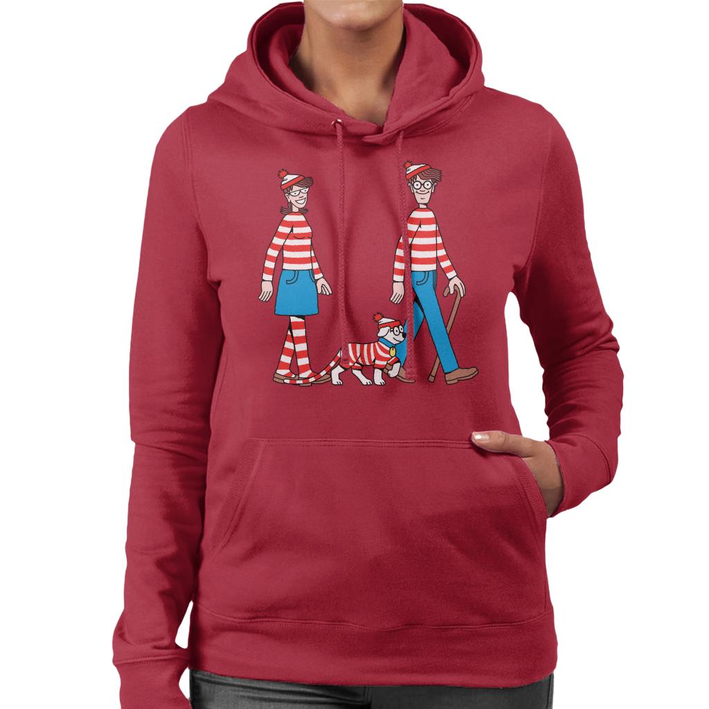 Where's Wally Walking With Wenda And Woof Women's Hooded Sweatshirt-ALL + EVERY