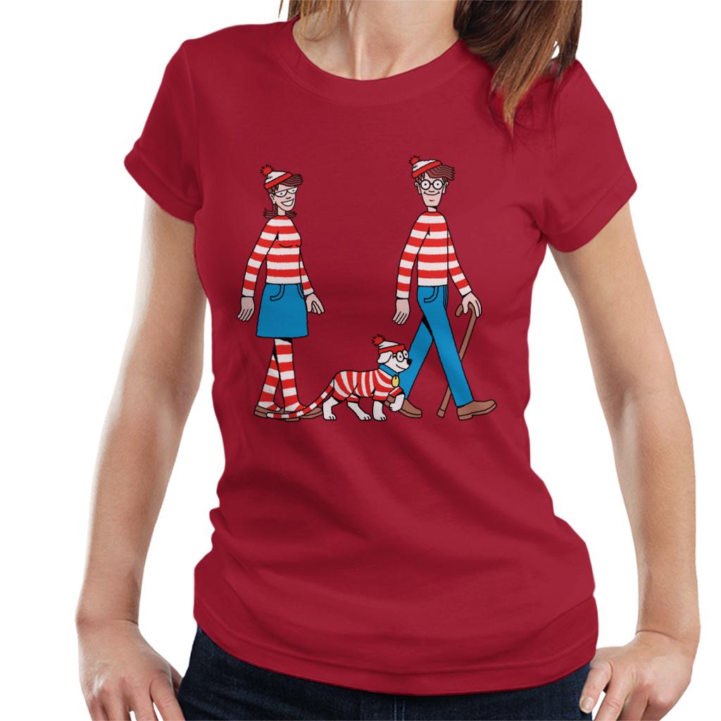 Where's Wally Walking With Wenda And Woof Women's T-Shirt-ALL + EVERY