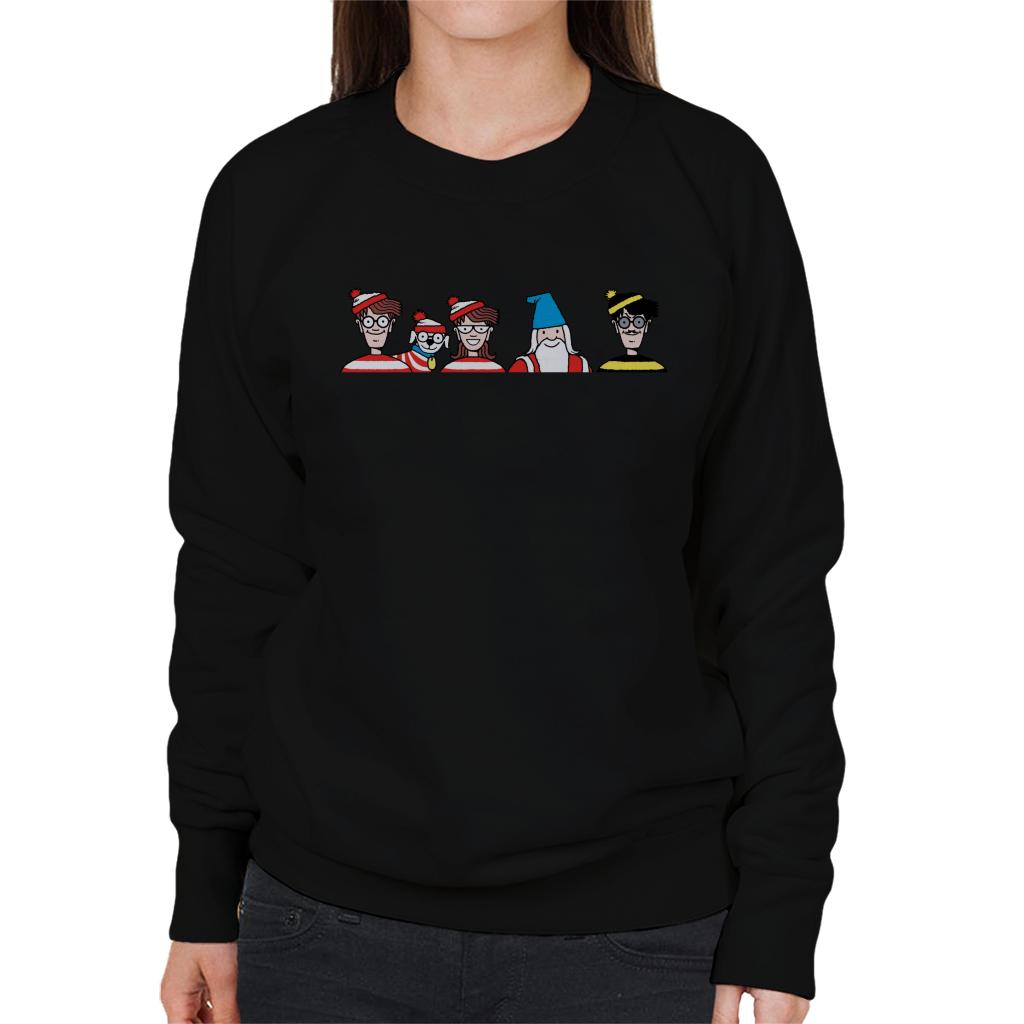 Where's Wally Character Heads Women's Sweatshirt-ALL + EVERY