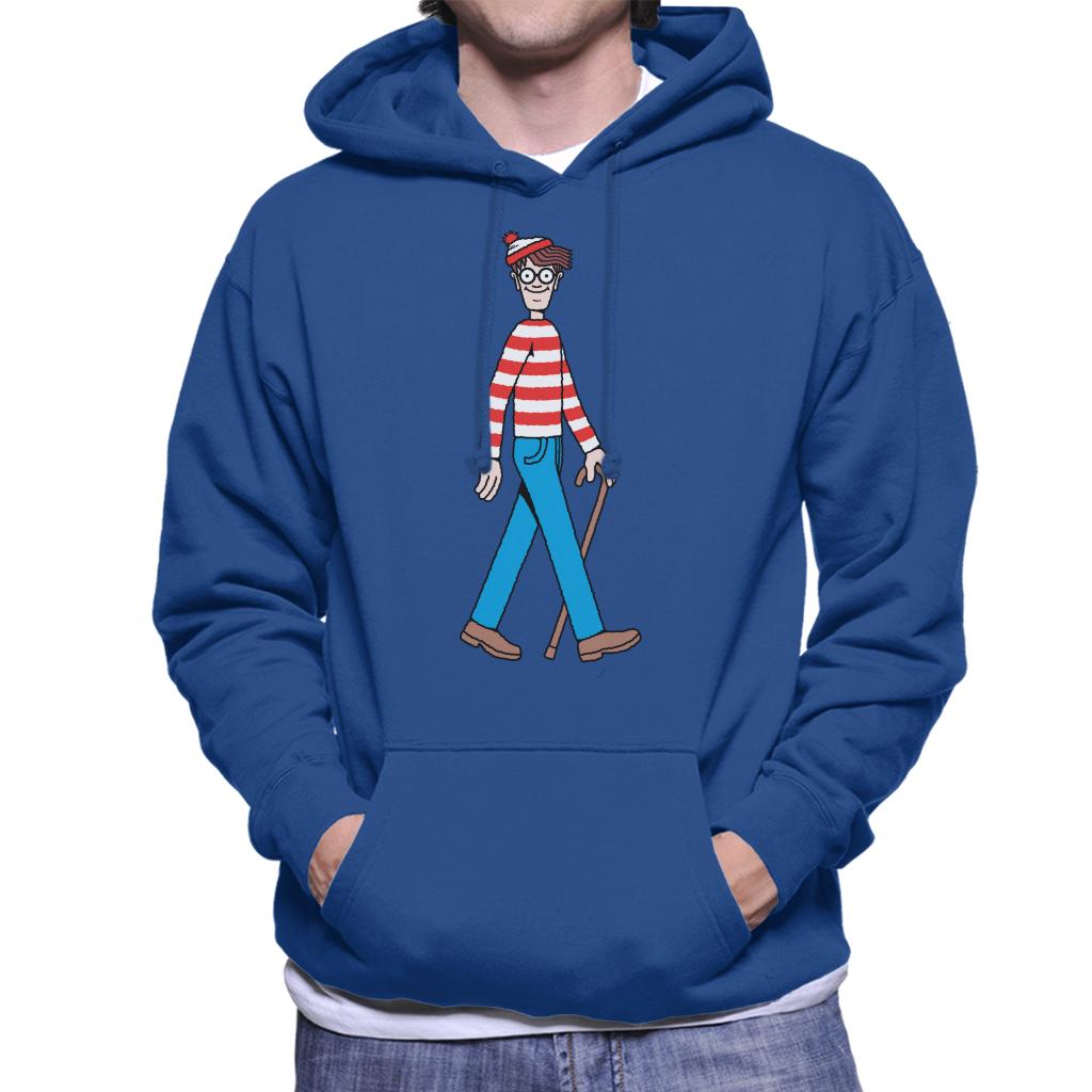 Where's Wally Walking Holding Stick Men's Hooded Sweatshirt-ALL + EVERY