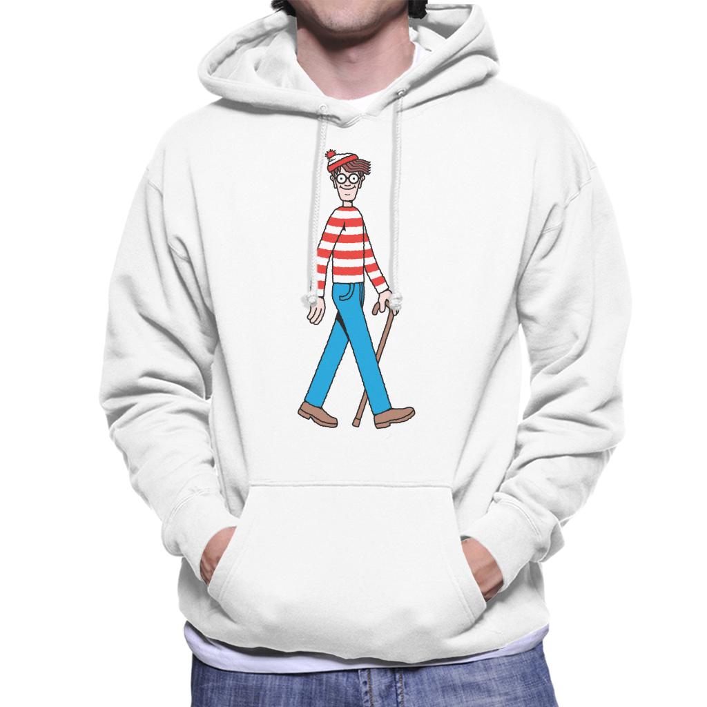 Where's Wally Walking Holding Stick Men's Hooded Sweatshirt-ALL + EVERY