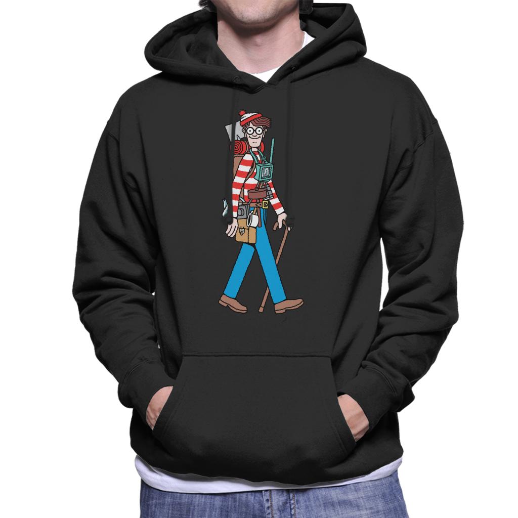 Where's Wally Walking With Camping Gear Men's Hooded Sweatshirt-ALL + EVERY