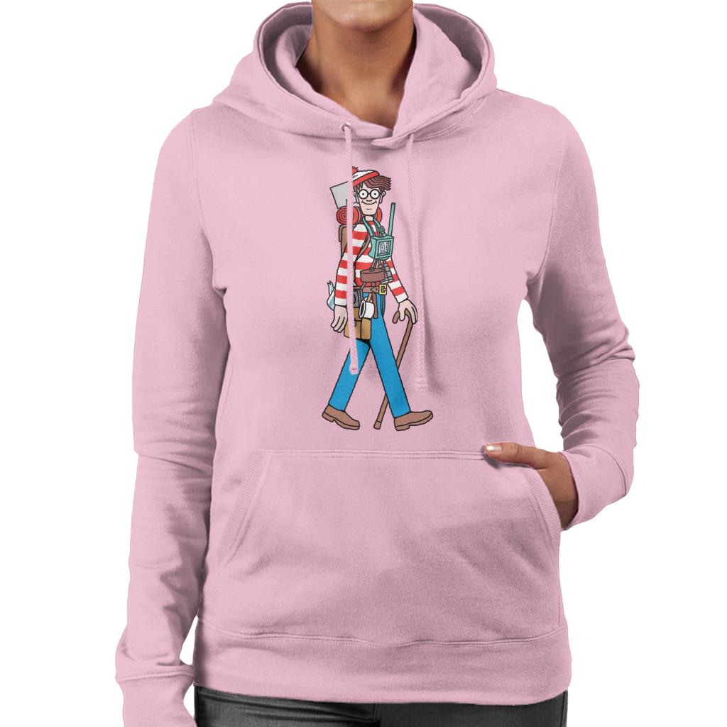 Where's Wally Walking With Camping Gear Women's Hooded Sweatshirt-ALL + EVERY