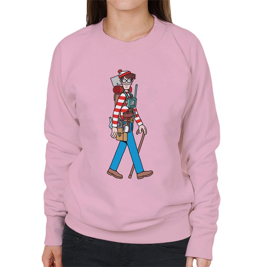 Where's Wally Walking With Camping Gear Women's Sweatshirt-ALL + EVERY